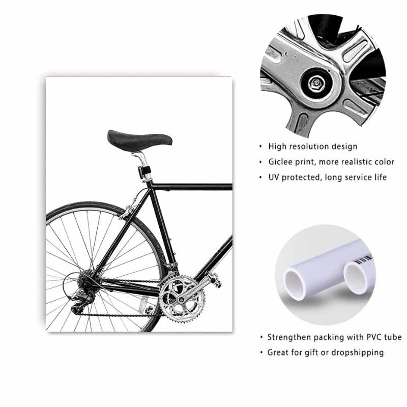 Minimalist Bike Print - Canvas Wall Art Painting | Bowlift