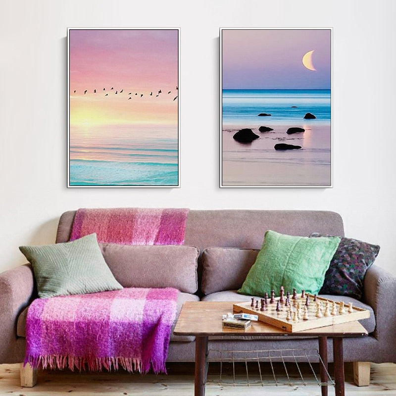 Beautiful Sunset Seascape - Canvas Wall Art Painting | Bowlift