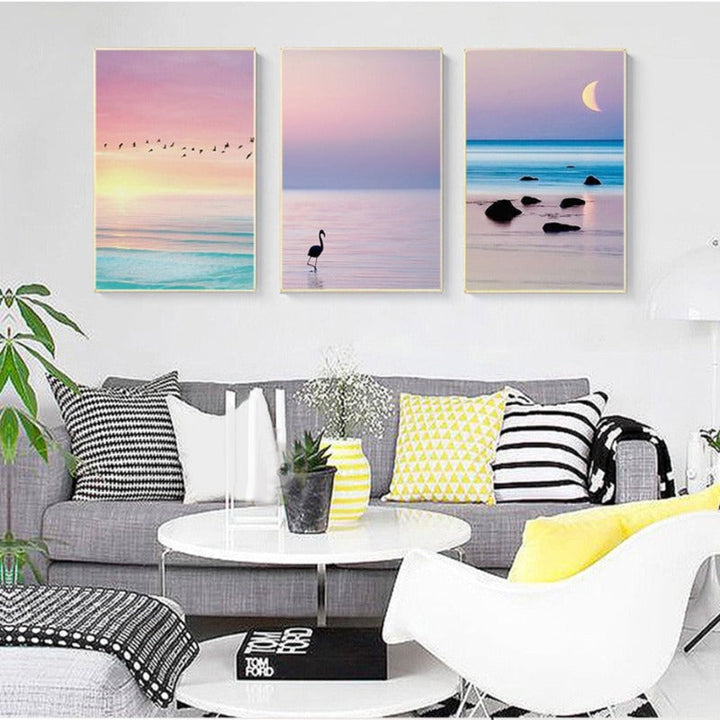 Beautiful Sunset Seascape - Canvas Wall Art Painting | Bowlift