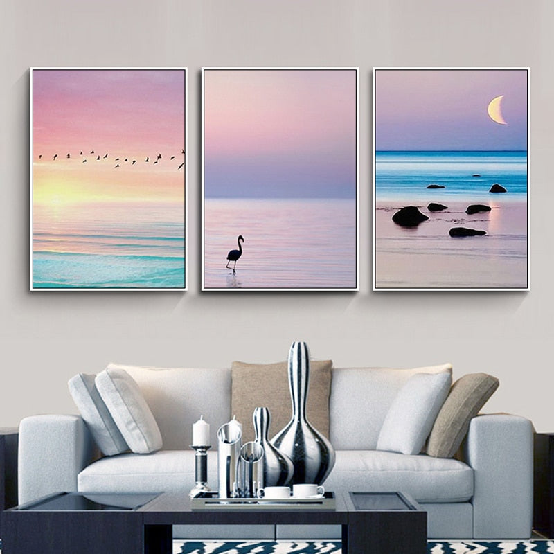 Beautiful Sunset Seascape - Canvas Wall Art Painting | Bowlift
