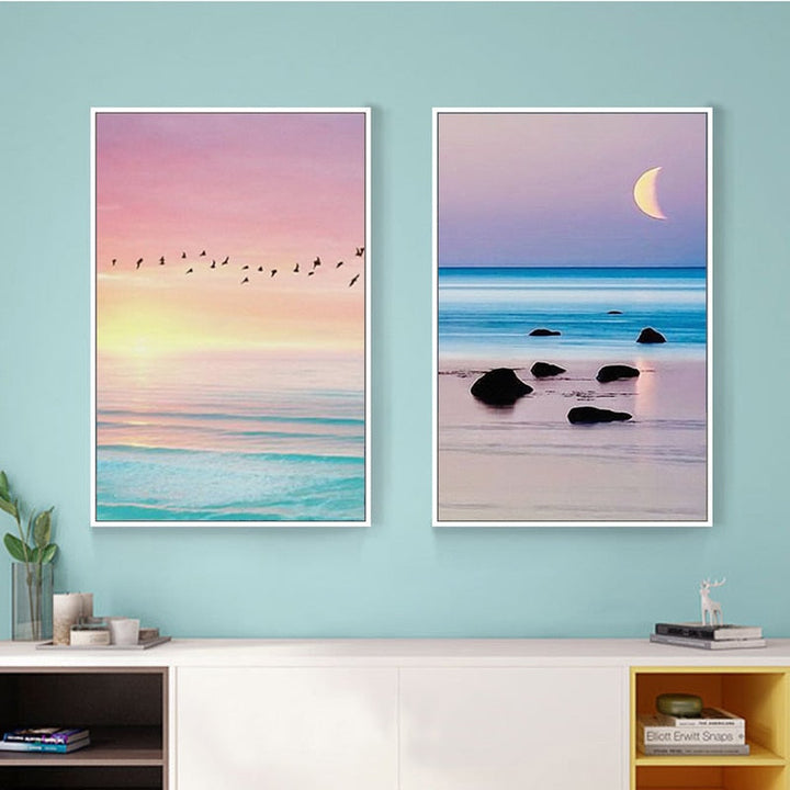 Beautiful Sunset Seascape - Canvas Wall Art Painting | Bowlift