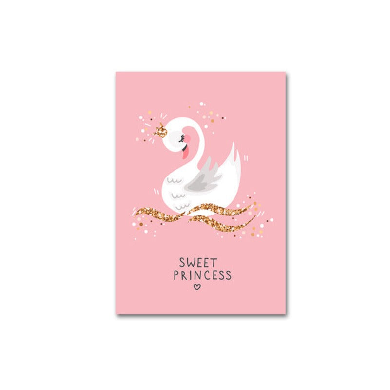 Modern Pink Princess Unicorn Posters - Canvas Wall Art Painting | Bowlift