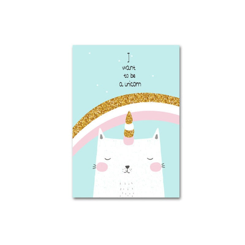 Modern Pink Princess Unicorn Posters - Canvas Wall Art Painting | Bowlift