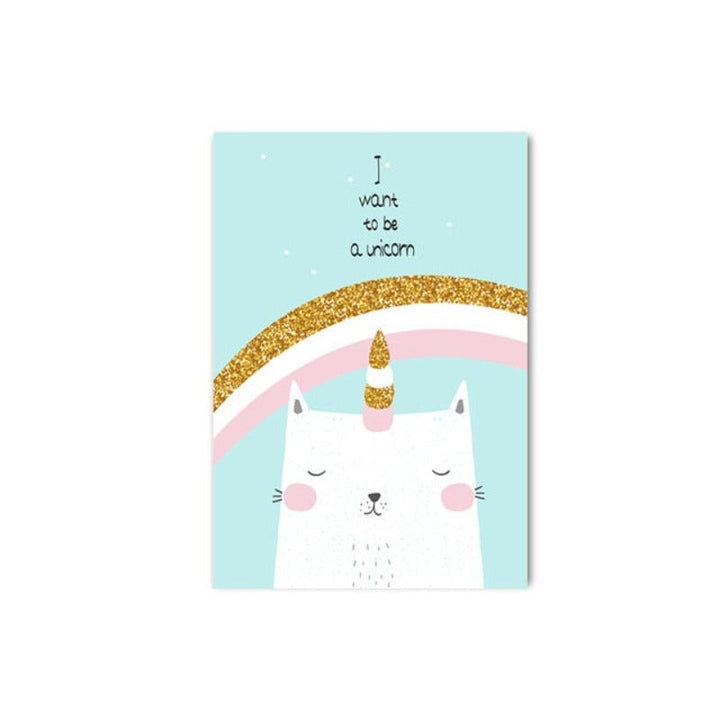 Modern Pink Princess Unicorn Posters - Canvas Wall Art Painting | Bowlift