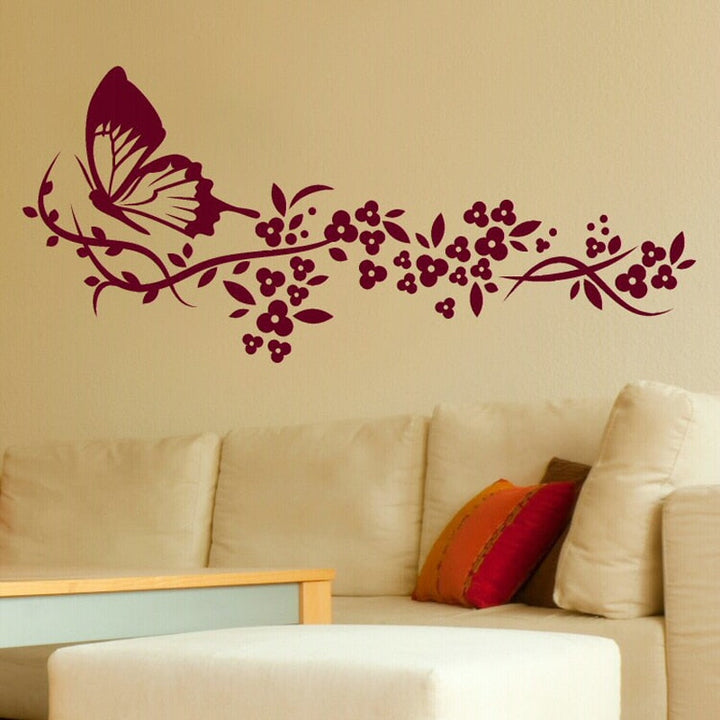 Modern Butterfly Flowers - Canvas Wall Art Stickers | Bowlift