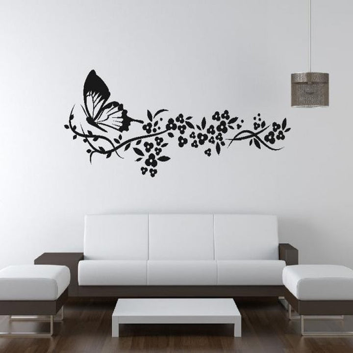 Modern Butterfly Flowers - Canvas Wall Art Stickers | Bowlift