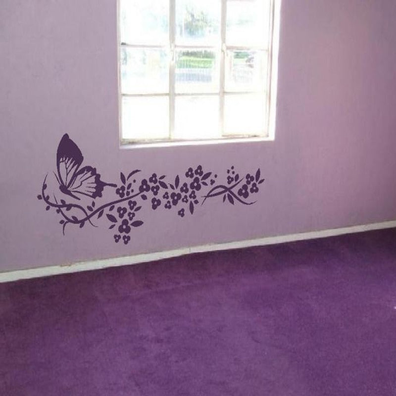 Modern Butterfly Flowers - Canvas Wall Art Stickers | Bowlift