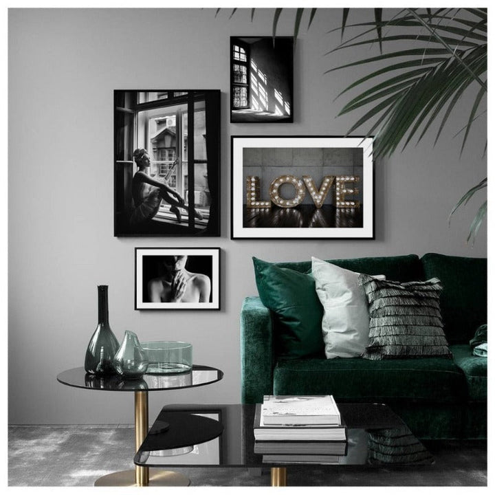 Nordic Scandinavia Interior Designs Love Print Girl - Canvas Wall Art Painting | Bowlift