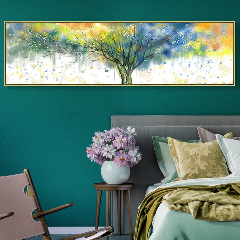 Watercolor Dense Tree Prints - Canvas Wall Art Painting | Bowlift