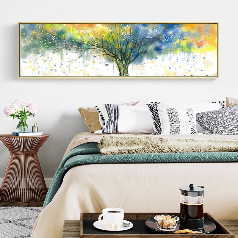 Watercolor Dense Tree Prints - Canvas Wall Art Painting | Bowlift