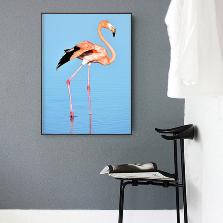 Flamingo In Seascape - Canvas Wall Art Painting | Bowlift