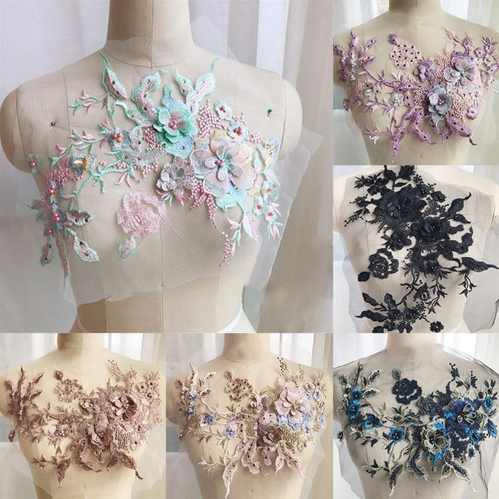 Embroidered Beaded Flower Sew-able Patch | Bowlift