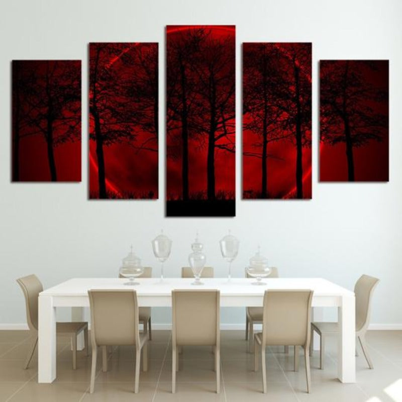 Red Moon Forest - Canvas Wall Art Painting | Bowlift