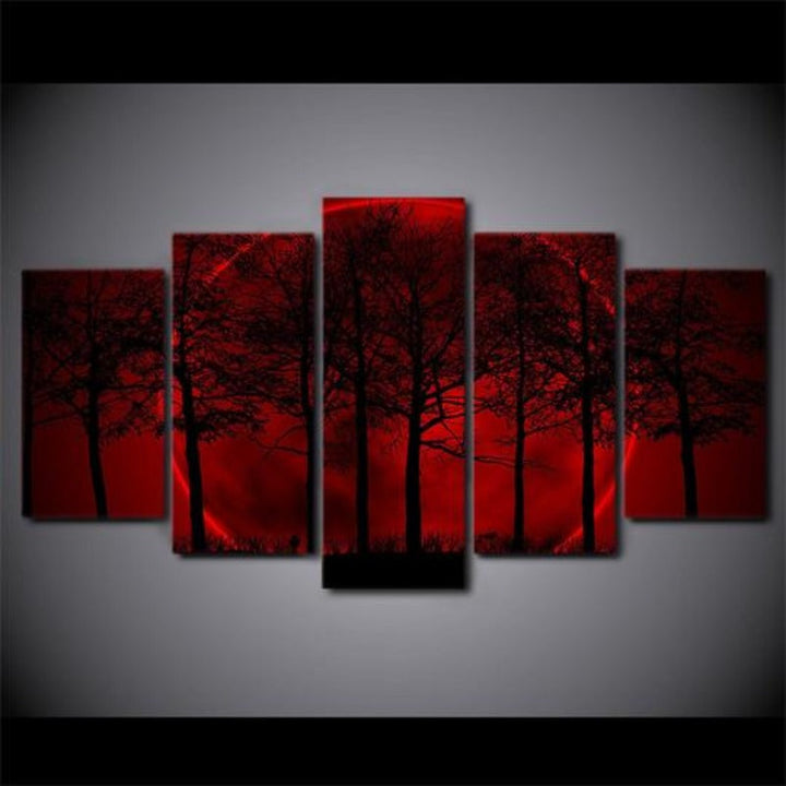 Red Moon Forest - Canvas Wall Art Painting | Bowlift