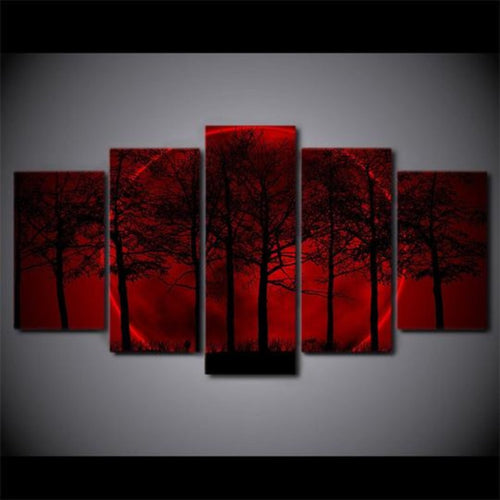 Red Moon Forest - Canvas Wall Art Painting | Bowlift