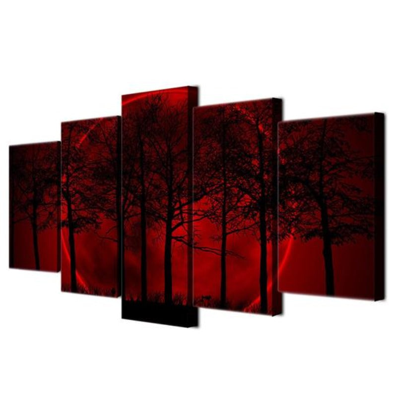 Red Moon Forest - Canvas Wall Art Painting | Bowlift
