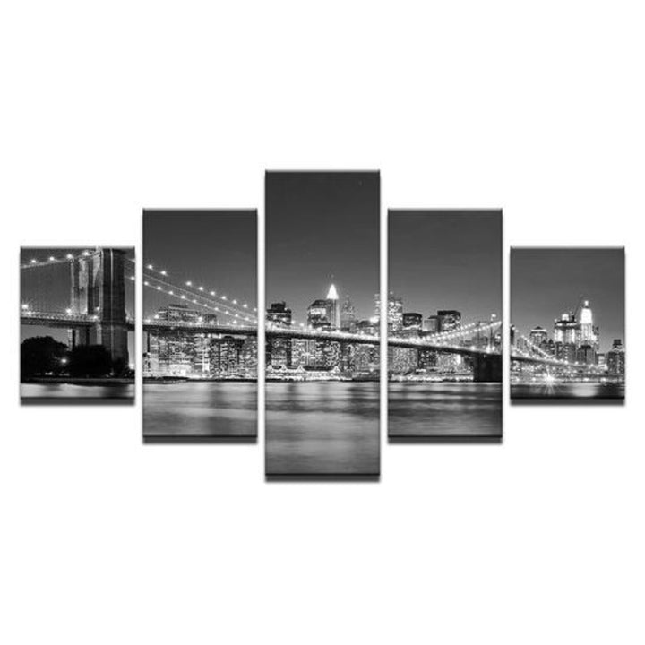 Black & White Brooklyn Bridge - Canvas Wall Art Painting | Bowlift