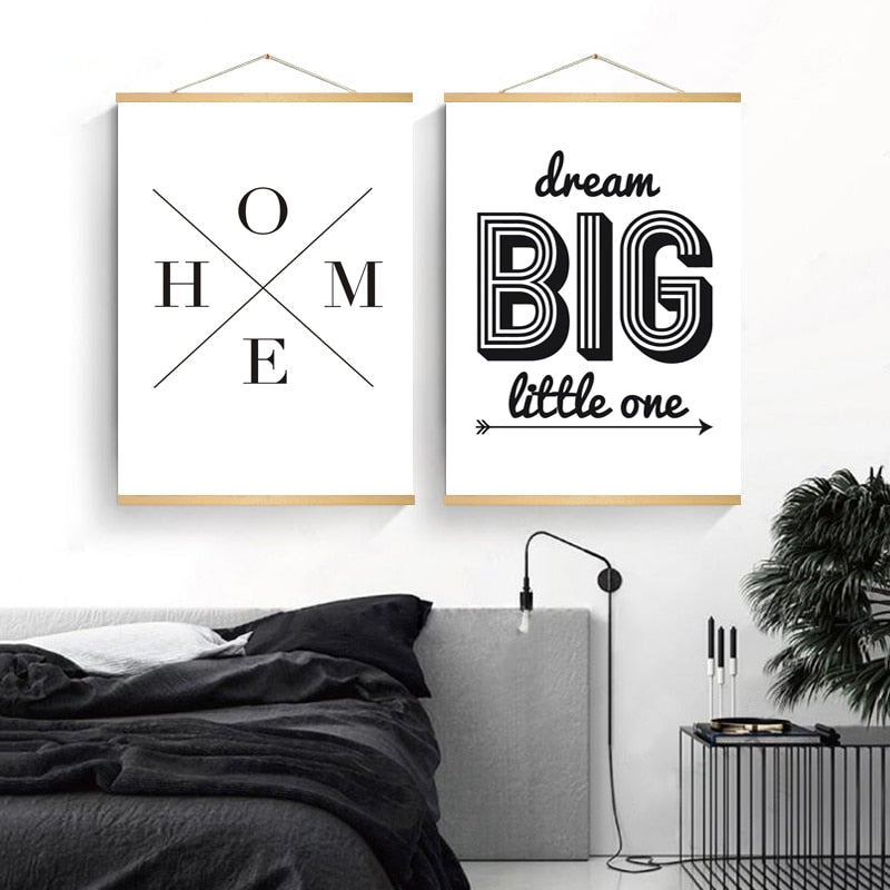 Minimalist Black And White Inspiring Letters - Canvas Wall Art Painting | Bowlift