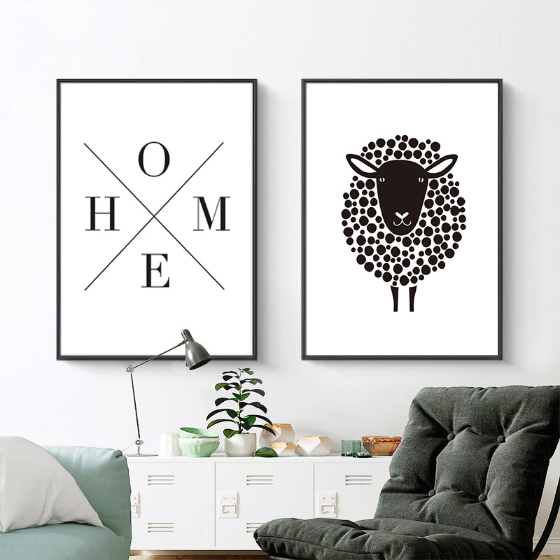 Minimalist Black And White Inspiring Letters - Canvas Wall Art Painting | Bowlift