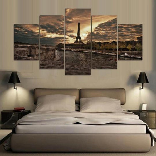 Majestic Eiffel Tower At Twilight - Canvas Wall Art Painting | Bowlift