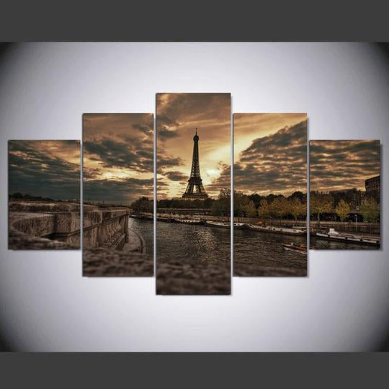 Majestic Eiffel Tower At Twilight - Canvas Wall Art Painting | Bowlift