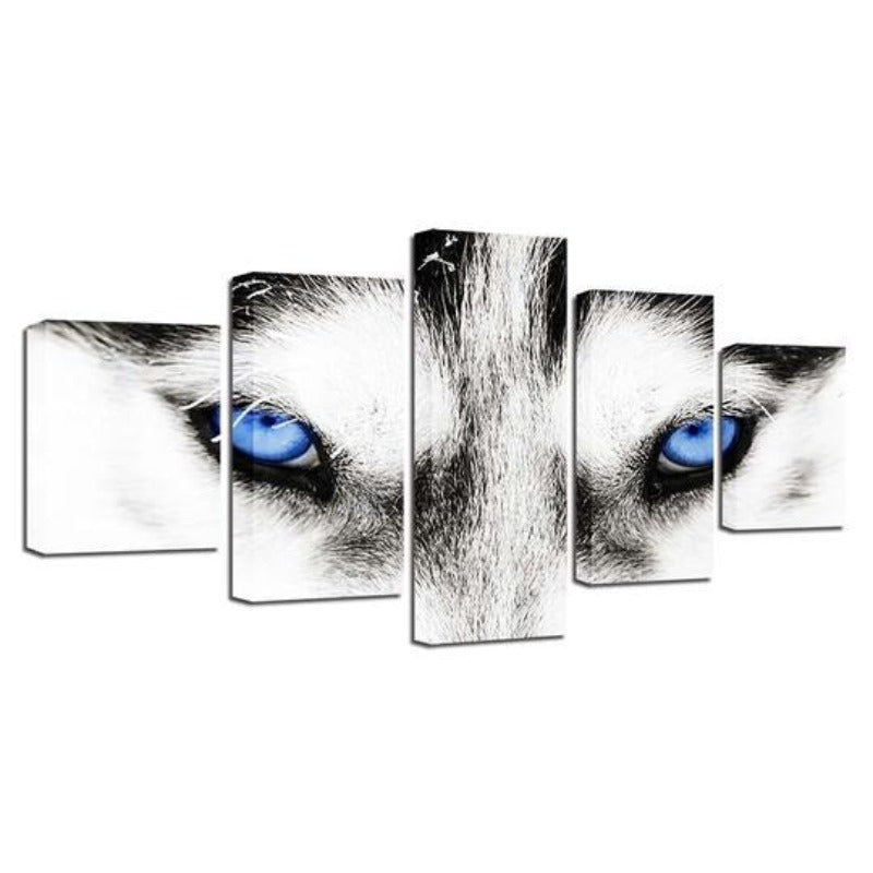 Wolf's Blue Eyes - Canvas Wall Art Painting | Bowlift