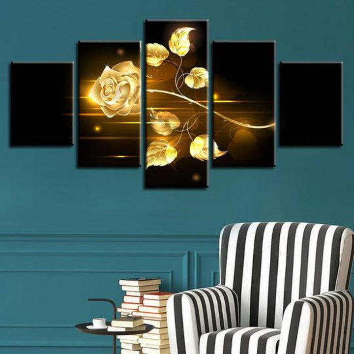Golden Rose - Canvas Wall Art Painting | Bowlift
