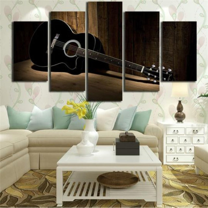 Black Guitar - Canvas Wall Art Painting | Bowlift