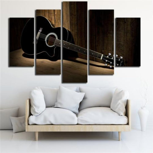 Black Guitar - Canvas Wall Art Painting | Bowlift