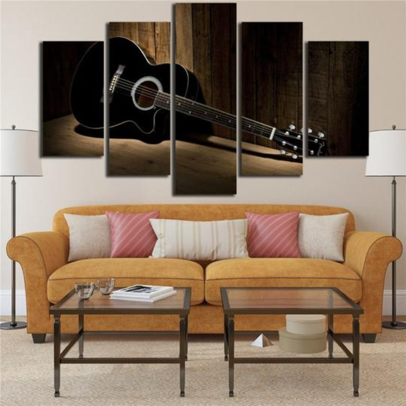 Black Guitar - Canvas Wall Art Painting | Bowlift