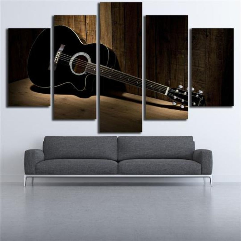 Black Guitar - Canvas Wall Art Painting | Bowlift