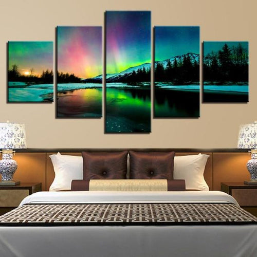 Aurora Borealis Lake - Canvas Wall Art Painting | Bowlift