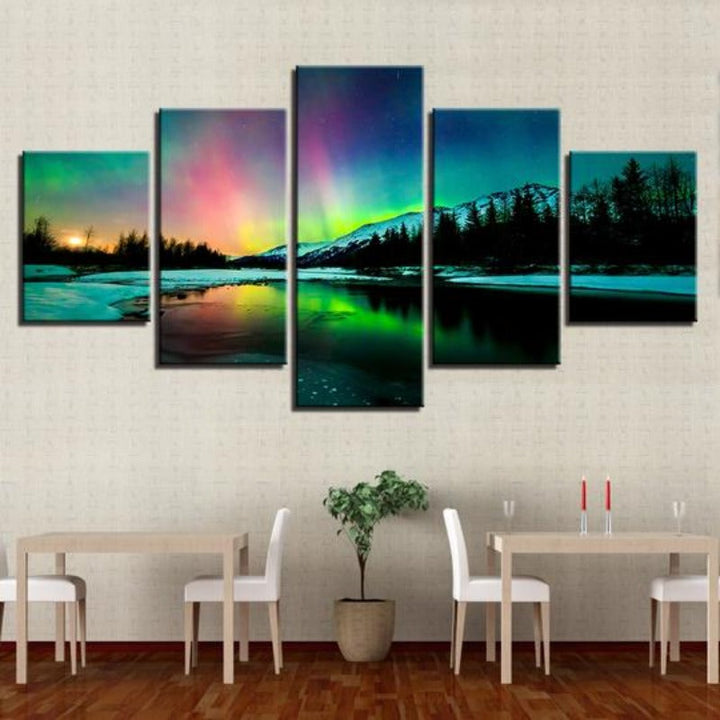 Aurora Borealis Lake - Canvas Wall Art Painting | Bowlift