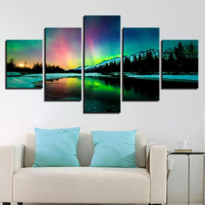 Aurora Borealis Lake - Canvas Wall Art Painting | Bowlift