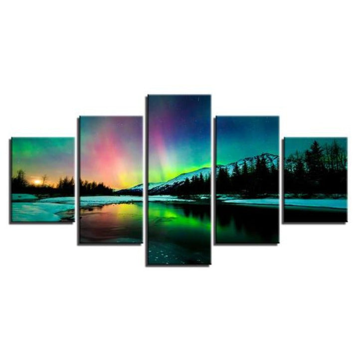 Aurora Borealis Lake - Canvas Wall Art Painting | Bowlift