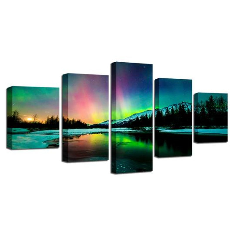 Aurora Borealis Lake - Canvas Wall Art Painting | Bowlift