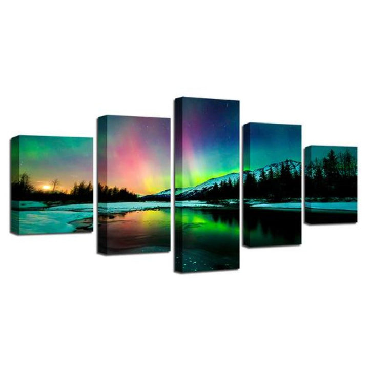 Aurora Borealis Lake - Canvas Wall Art Painting | Bowlift