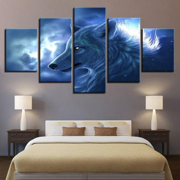Night Wolf - Canvas Wall Art Painting | Bowlift