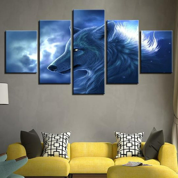 Night Wolf - Canvas Wall Art Painting | Bowlift