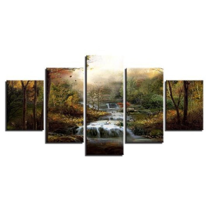 Forest Waterfalls Streams - Canvas Wall Art Painting | Bowlift