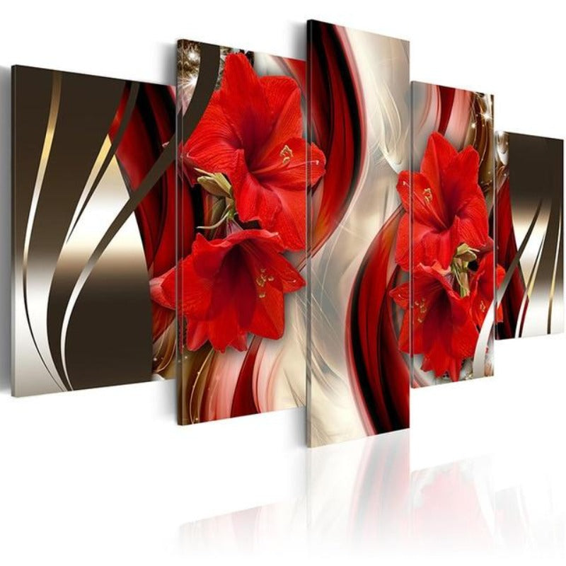Flower Lily - 5 Piece Canvas Wall Art Painting | Perfect for Nature Lovers | Bowlift