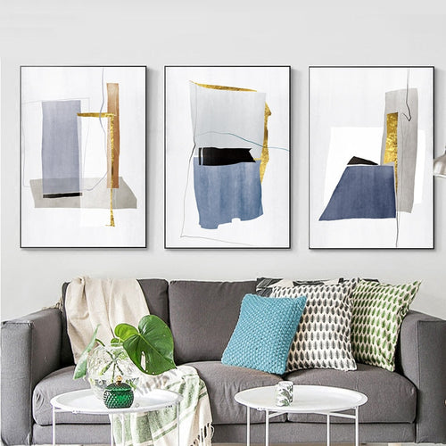 Blue Gold Marble - Canvas Wall Art Painting | Bowlift