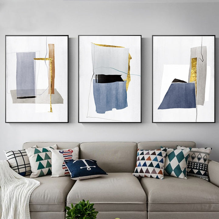 Blue Gold Marble - Canvas Wall Art Painting | Bowlift