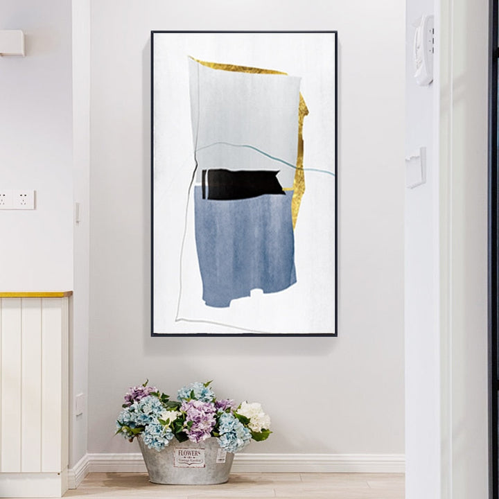Blue Gold Marble - Canvas Wall Art Painting | Bowlift