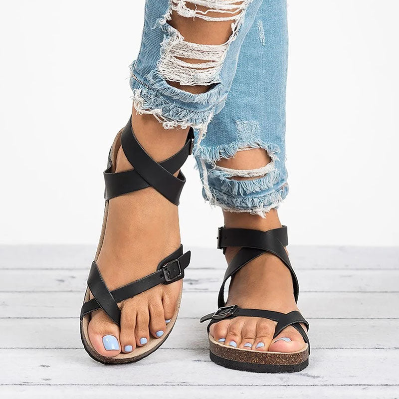 BowLift | Flat leather sandals