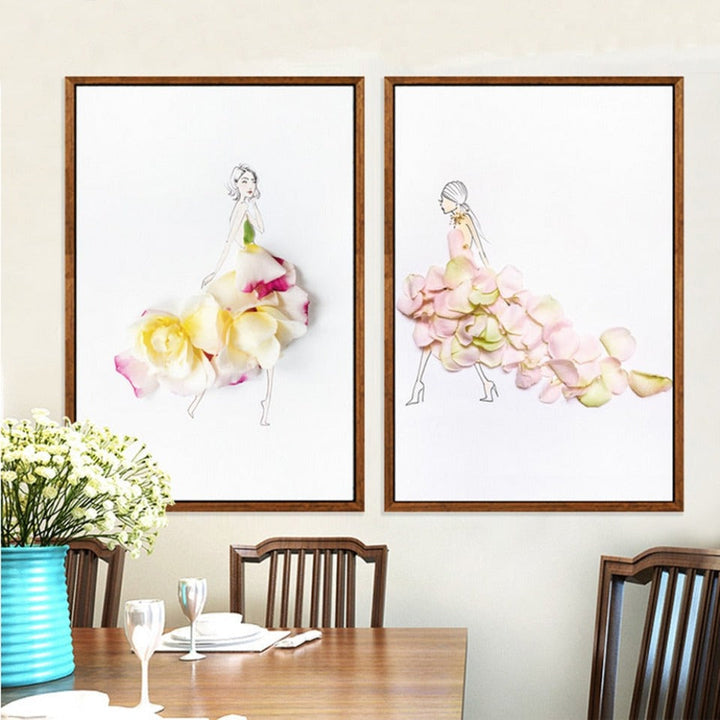 Rose Petal Dress - Canvas Wall Art Painting | Bowlift
