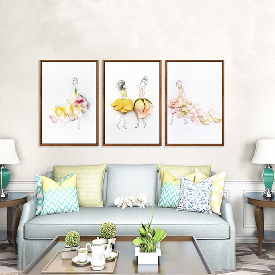 Rose Petal Dress - Canvas Wall Art Painting | Bowlift