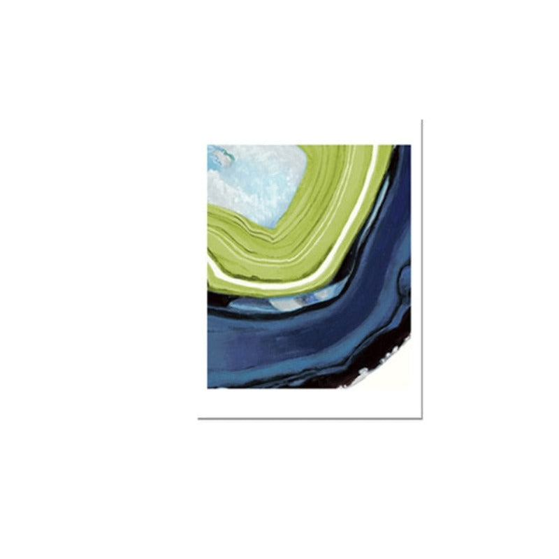 Abstract Blue Green Marble - Canvas Wall Art Painting | Bowlift