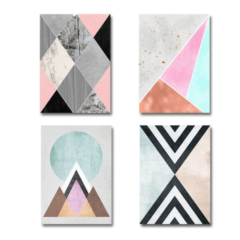 Abstract Geometric Wall Art Prints Vintage Poster - Canvas Wall Art Painting | Bowlift