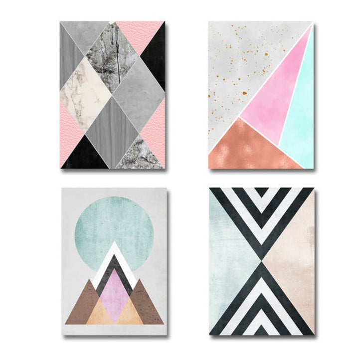 Abstract Geometric Wall Art Prints Vintage Poster - Canvas Wall Art Painting | Bowlift